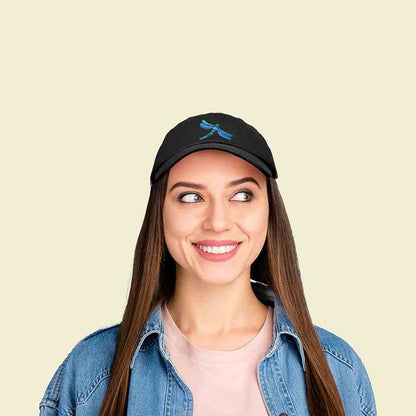 Dalix Dragonfly Embroidered Dad Cap Cotton Baseball Hat Women in Gold