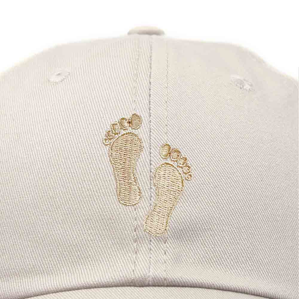 Dalix Footprint Embroidered Dad Cap Cotton Baseball Hat Women in Khaki