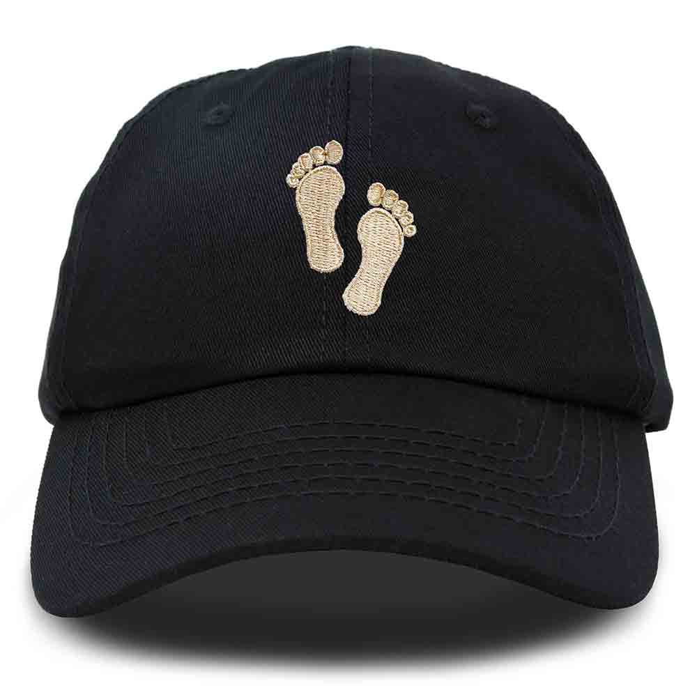 Dalix Footprint Embroidered Dad Cap Cotton Baseball Hat Women in Beige