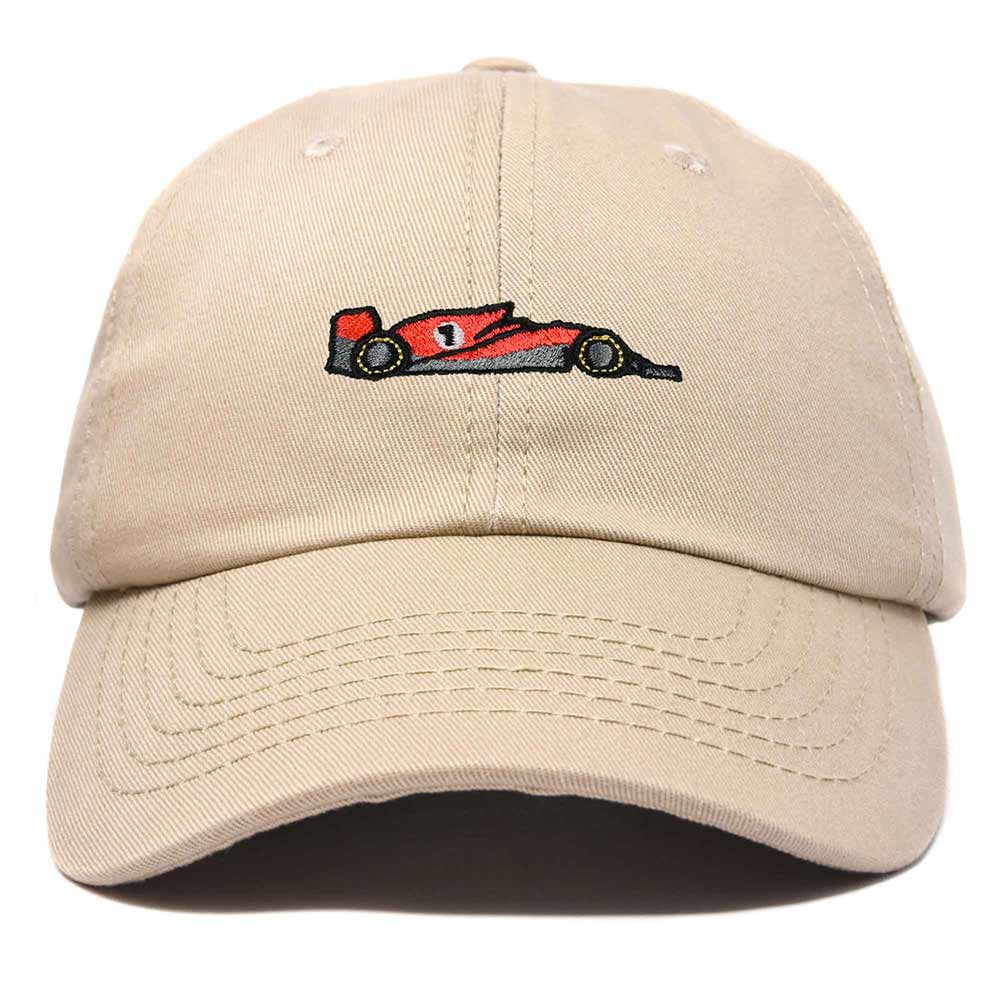 Dalix Formula Racing Car Embroidered Cap Cotton Baseball Summer Cool Dad Hat Mens in Khaki