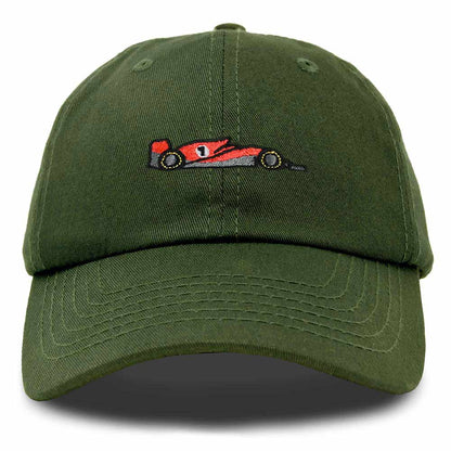 Dalix Formula Racing Car Embroidered Cap Cotton Baseball Summer Cool Dad Hat Mens in Olive