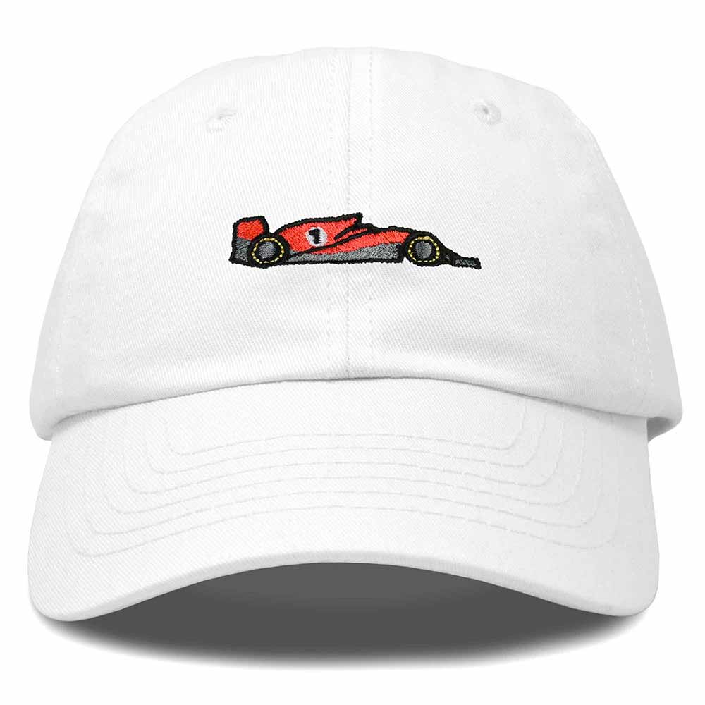 Dalix Formula Racing Car Embroidered Cap Cotton Baseball Summer Cool Dad Hat Mens in White