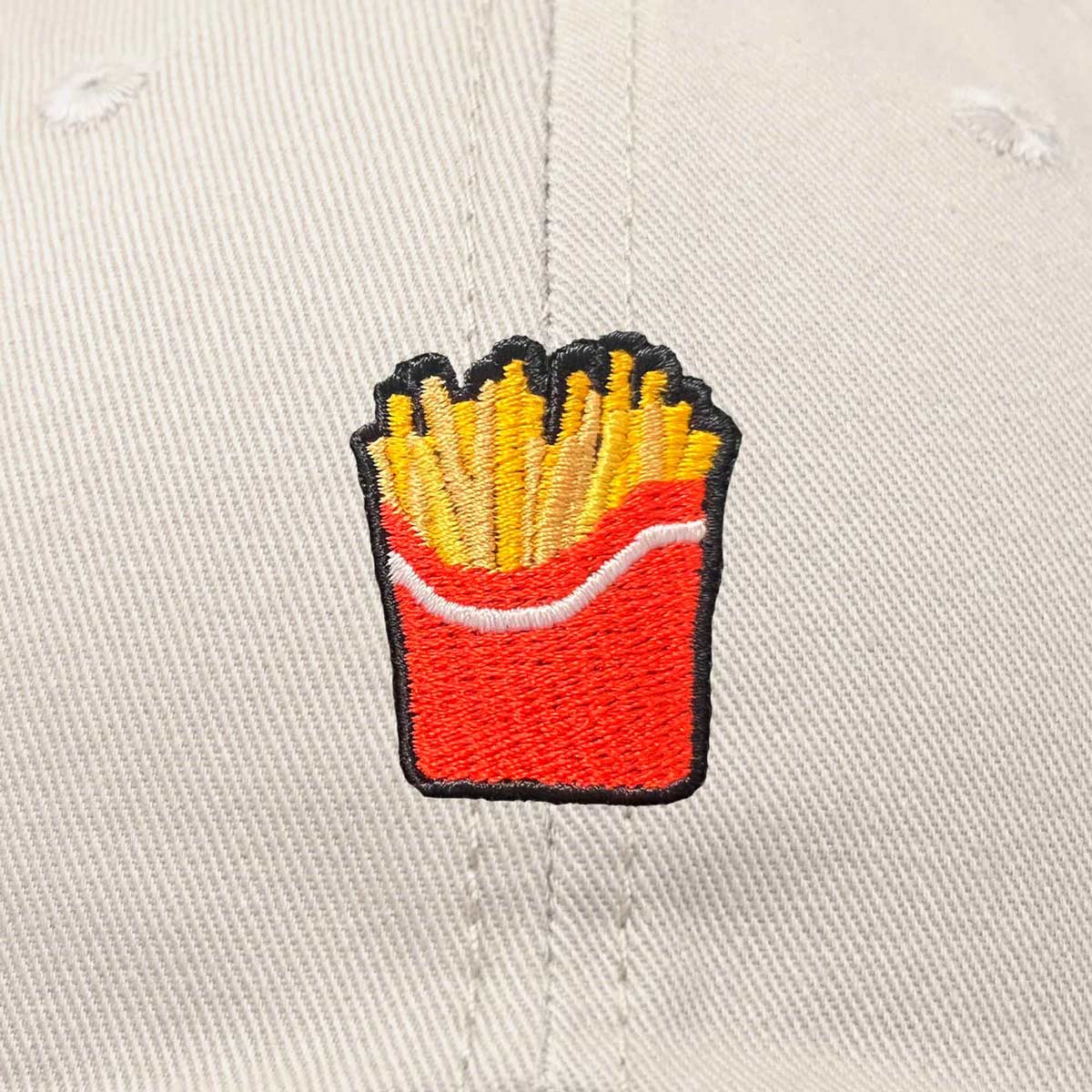 Dalix French Fries Embroidered Dad Cap Cotton Baseball Hat Women in Khaki