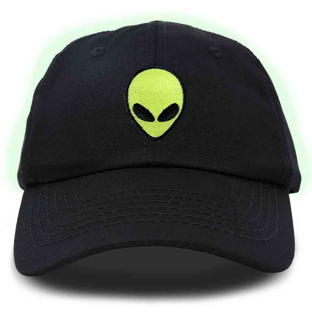 Dalix Alien Embroidered Glow in the Dark Hat Dad Cotton Baseball Cap Men in Beige