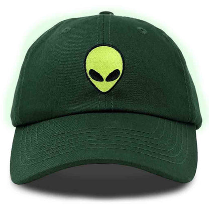 Dalix Alien Embroidered Glow in the Dark Hat Dad Cotton Baseball Cap Men in Khaki