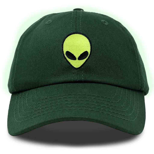 Dalix Alien Embroidered Glow in the Dark Hat Dad Cotton Baseball Cap Men in Khaki