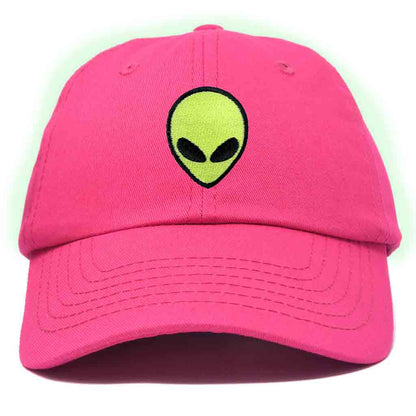 Dalix Alien Embroidered Glow in the Dark Hat Dad Cotton Baseball Cap Men in Light Pink