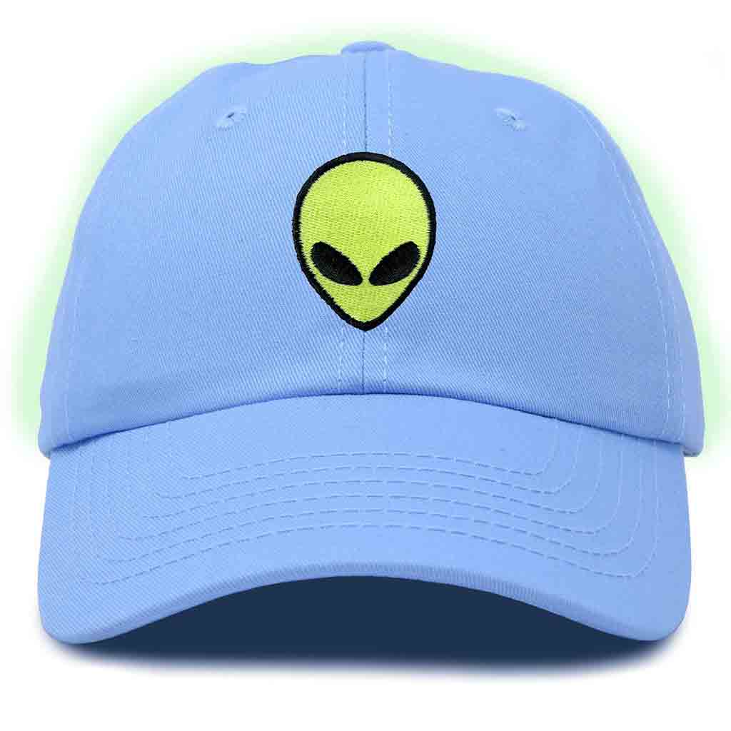 Dalix Alien Embroidered Glow in the Dark Hat Dad Cotton Baseball Cap Men in Olive