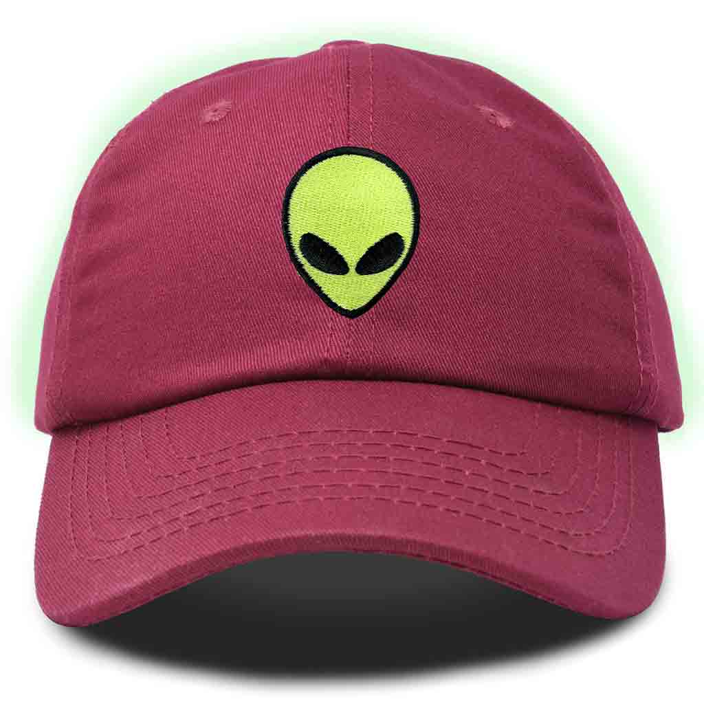 Dalix Alien Embroidered Glow in the Dark Hat Dad Cotton Baseball Cap Men in Purple