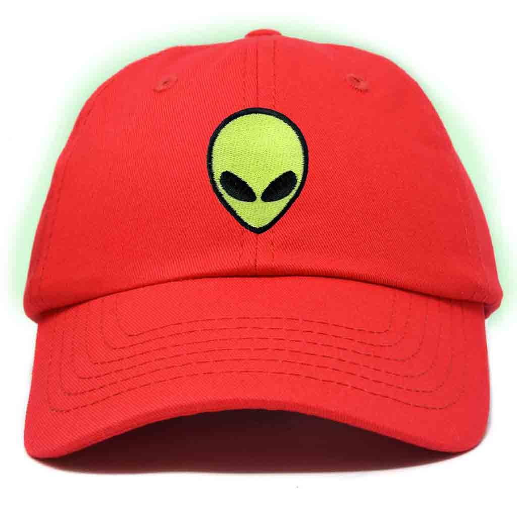 Dalix Alien Embroidered Glow in the Dark Hat Dad Cotton Baseball Cap Men in Washed Navy Blue
