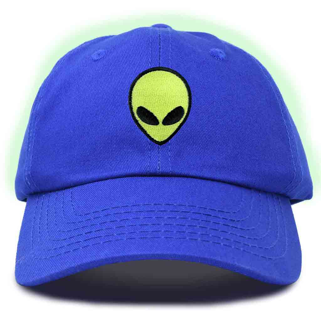 Dalix Alien Embroidered Glow in the Dark Hat Dad Cotton Baseball Cap Men in Washed Black