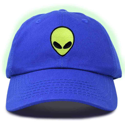 Dalix Alien Embroidered Glow in the Dark Hat Dad Cotton Baseball Cap Men in Washed Black