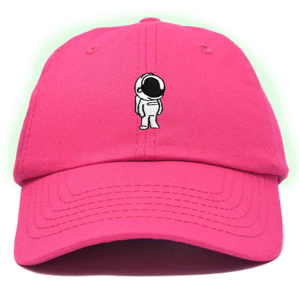 Dalix Astronaut Embroidered Glow in the Dark Hat Dad Cotton Baseball Cap Women in Light Pink