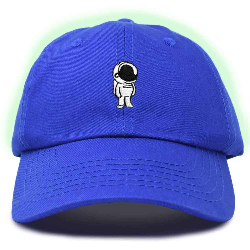Dalix Astronaut Embroidered Glow in the Dark Hat Dad Cotton Baseball Cap Women in Washed Black