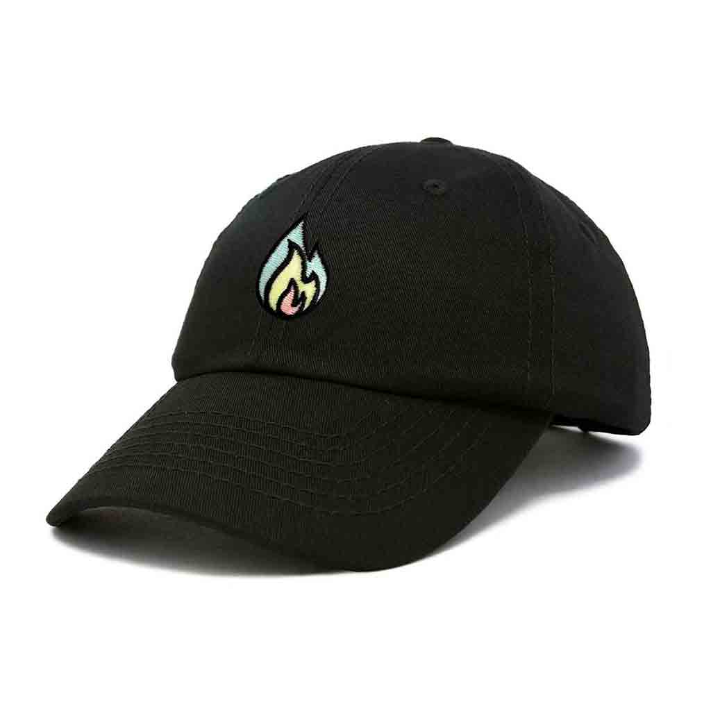Dalix Fire Embroidered Glow in the Dark Hat Dad Cotton Baseball Cap Men in Gray