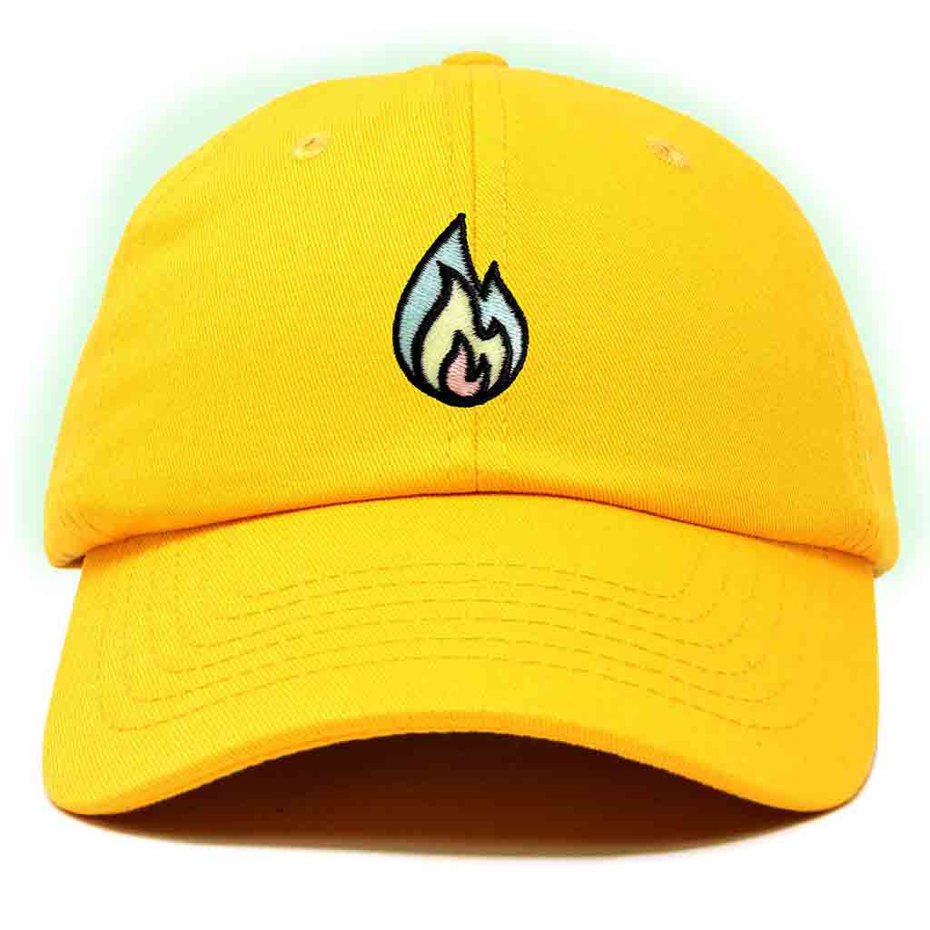 Dalix Fire Embroidered Glow in the Dark Hat Dad Cotton Baseball Cap Men in Lavender