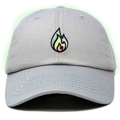 Dalix Fire Embroidered Glow in the Dark Hat Dad Cotton Baseball Cap Men in Light Blue