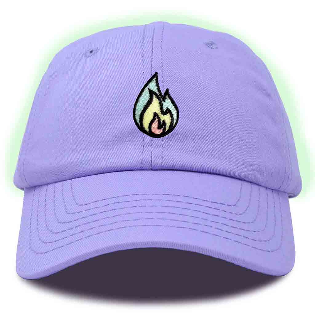 Dalix Fire Embroidered Glow in the Dark Hat Dad Cotton Baseball Cap Men in Navy Blue