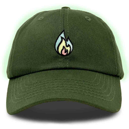 Dalix Fire Embroidered Glow in the Dark Hat Dad Cotton Baseball Cap Men in Royal Blue