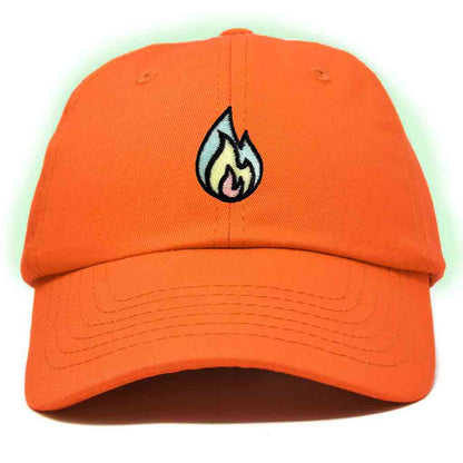 Dalix Fire Embroidered Glow in the Dark Hat Dad Cotton Baseball Cap Men in Teal
