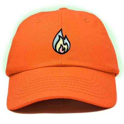 Dalix Fire Embroidered Glow in the Dark Hat Dad Cotton Baseball Cap Men in Teal