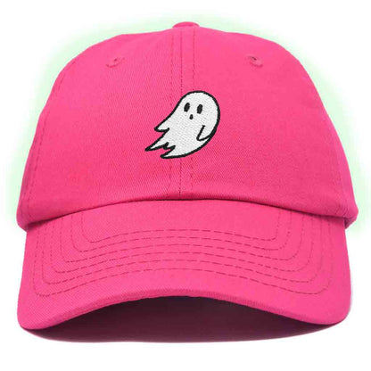 Dalix Ghost Embroidered Glow in the Dark Hat Dad Hat Cotton Baseball Cap Men in Light Pink