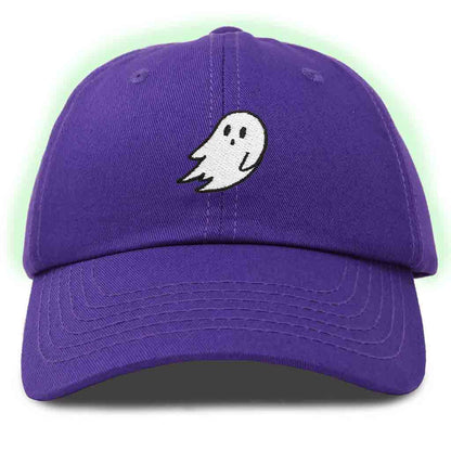 Dalix Ghost Embroidered Glow in the Dark Hat Dad Hat Cotton Baseball Cap Men in White