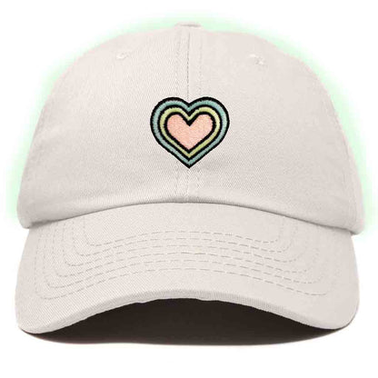 Dalix Heart Embroidered Glow in the Dark Hat Dad Hat Cotton Baseball Cap in Kelly Green