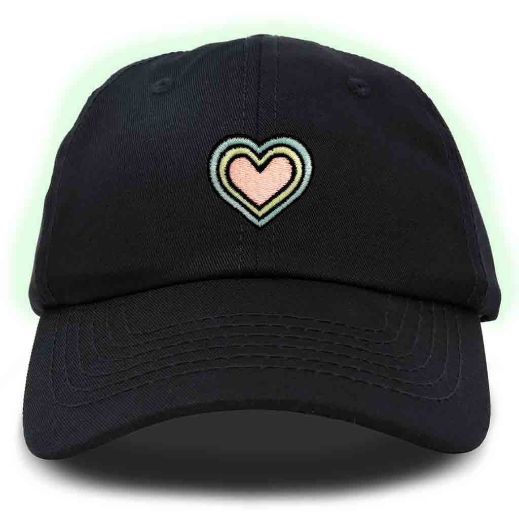 Dalix Heart Embroidered Glow in the Dark Hat Dad Hat Cotton Baseball Cap in Beige