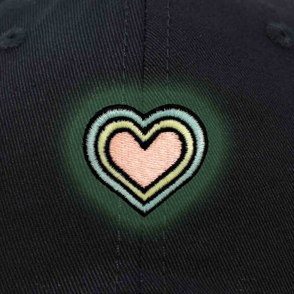 Dalix Heart Embroidered Glow in the Dark Hat Dad Hat Cotton Baseball Cap in Black