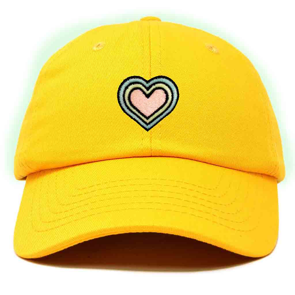 Dalix Heart Embroidered Glow in the Dark Hat Dad Hat Cotton Baseball Cap in Lavender