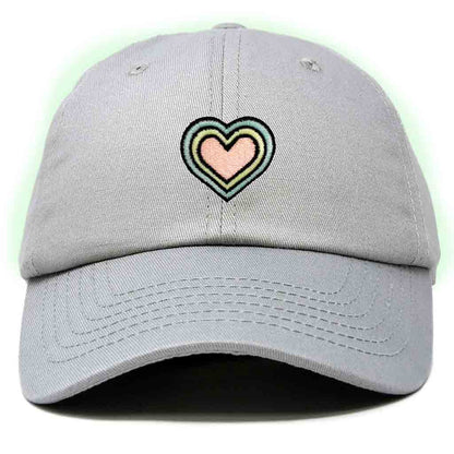 Dalix Heart Embroidered Glow in the Dark Hat Dad Hat Cotton Baseball Cap in Light Blue