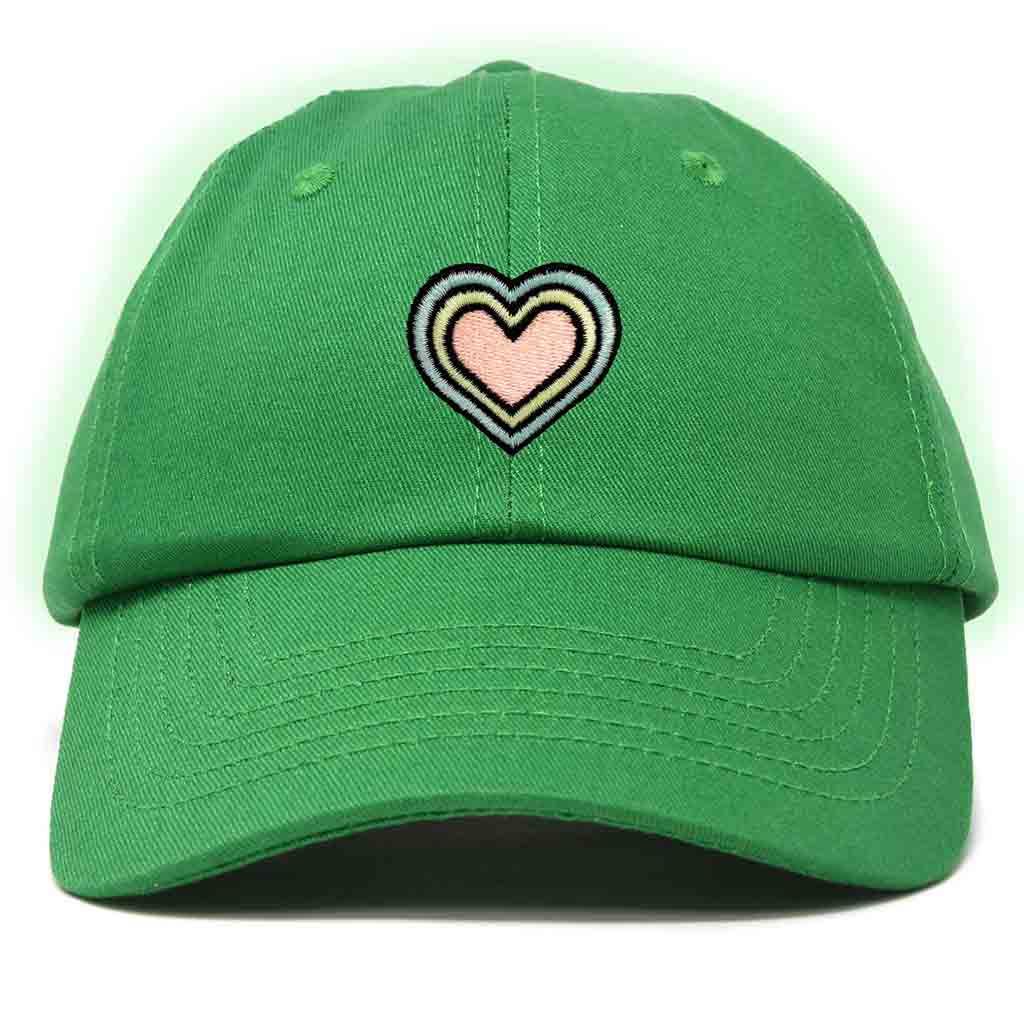 Dalix Heart Embroidered Glow in the Dark Hat Dad Hat Cotton Baseball Cap in Maroon