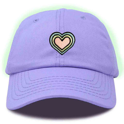 Dalix Heart Embroidered Glow in the Dark Hat Dad Hat Cotton Baseball Cap in Navy Blue