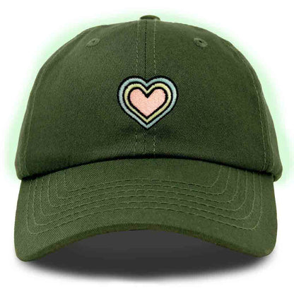 Dalix Heart Embroidered Glow in the Dark Hat Dad Hat Cotton Baseball Cap in Royal Blue