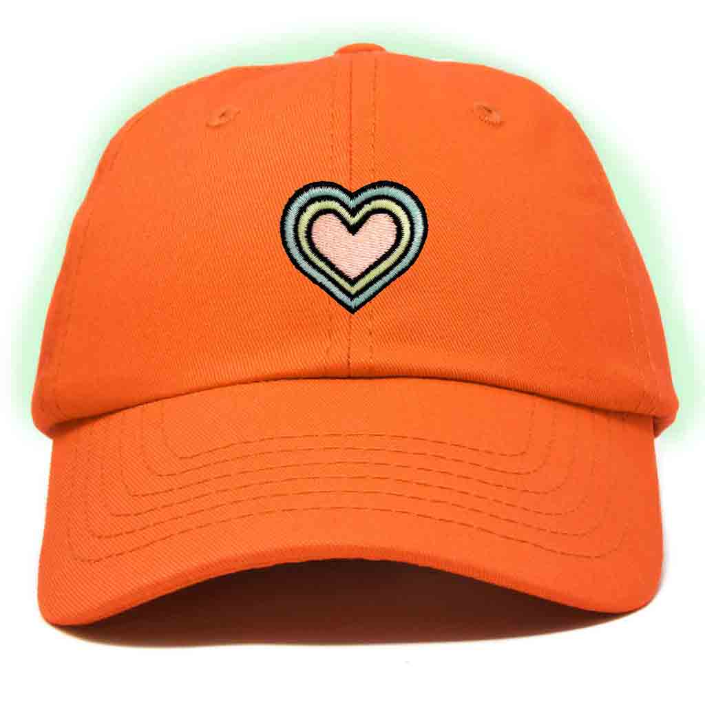 Dalix Heart Embroidered Glow in the Dark Hat Dad Hat Cotton Baseball Cap in Teal