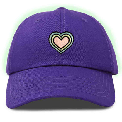 Dalix Heart Embroidered Glow in the Dark Hat Dad Hat Cotton Baseball Cap in White