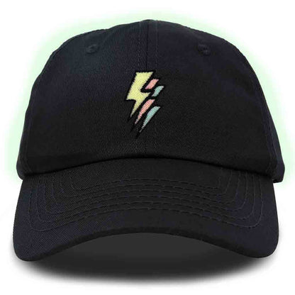 Dalix Lightning Embroidered Glow in the Dark Hat Dad Cotton Baseball Cap Men in Beige