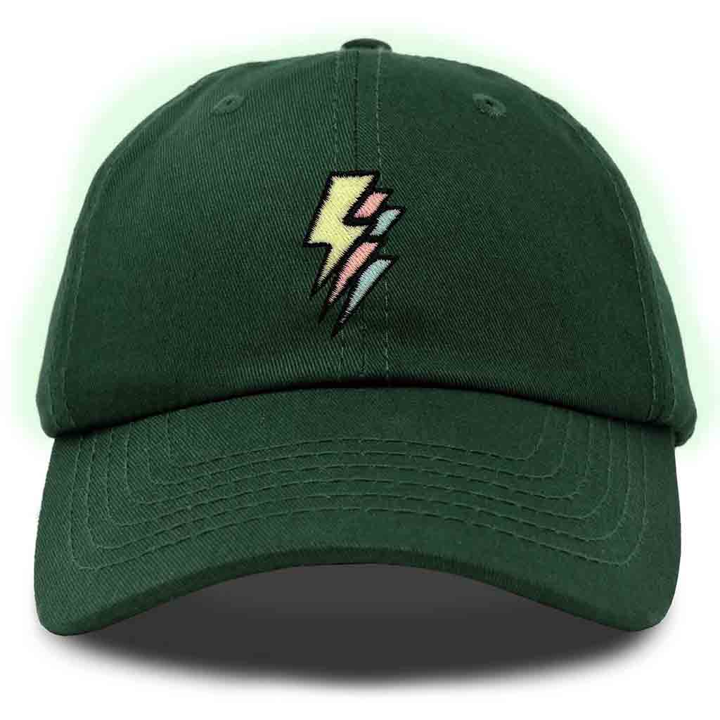 Dalix Lightning Embroidered Glow in the Dark Hat Dad Cotton Baseball Cap Men in Khaki