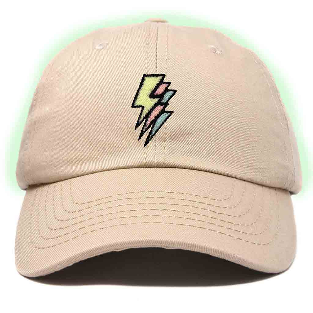 Dalix Lightning Embroidered Glow in the Dark Hat Dad Cotton Baseball Cap Men in Yellow