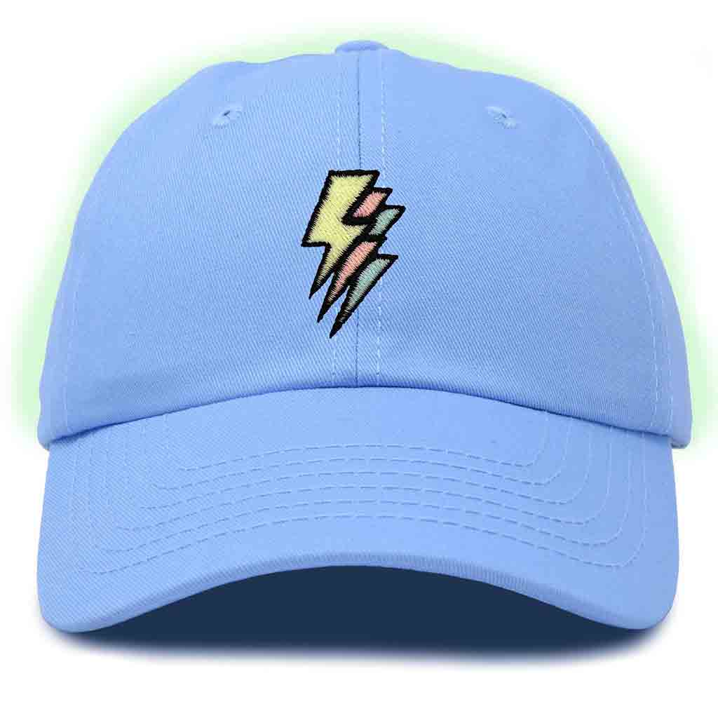 Dalix Lightning Embroidered Glow in the Dark Hat Dad Cotton Baseball Cap Men in Olive