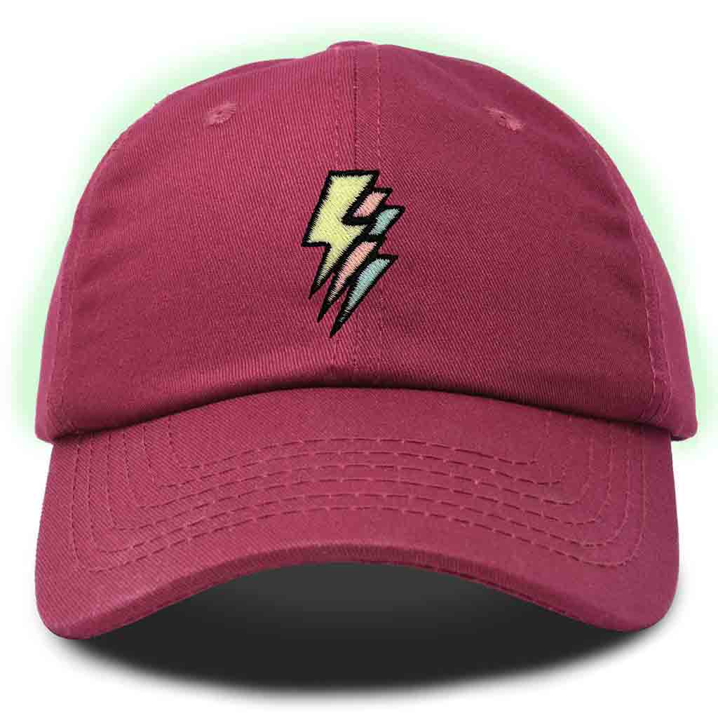 Dalix Lightning Embroidered Glow in the Dark Hat Dad Cotton Baseball Cap Men in Purple