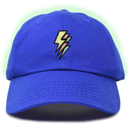Dalix Lightning Embroidered Glow in the Dark Hat Dad Cotton Baseball Cap Men in Washed Black