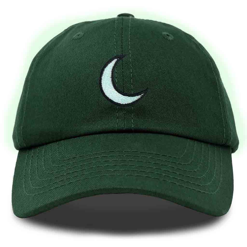Dalix Moon Embroidered Glow in the Dark Hat Dad Cotton Baseball Cap Women in Khaki