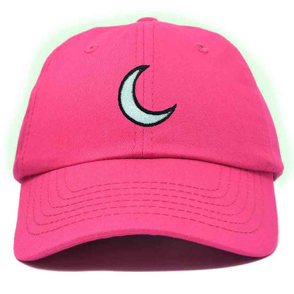 Dalix Moon Embroidered Glow in the Dark Hat Dad Cotton Baseball Cap Women in Light Pink