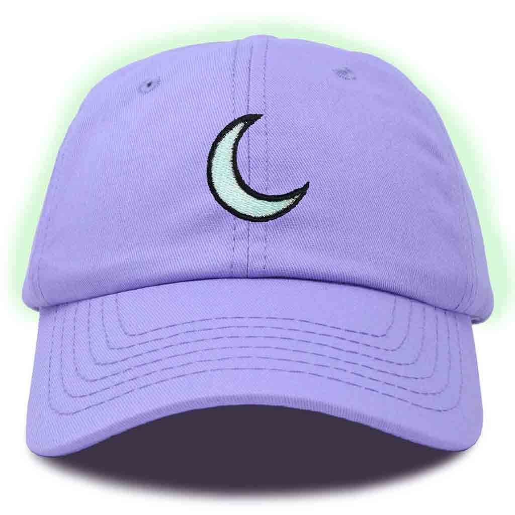 Dalix Moon Embroidered Glow in the Dark Hat Dad Cotton Baseball Cap Women in Navy Blue