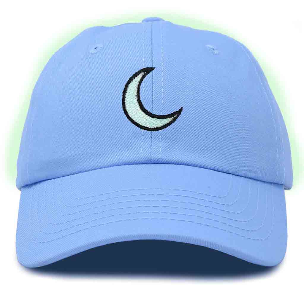 Dalix Ufo Embroidered Glow in The Dark Hat Dad Cotton Baseball Cap Men Light Blue