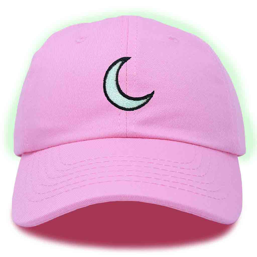 Dalix Moon Embroidered Glow in the Dark Hat Dad Cotton Baseball Cap Women in Orange