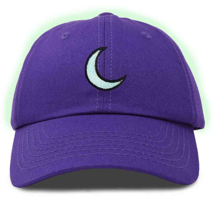 Dalix Moon Embroidered Glow in the Dark Hat Dad Cotton Baseball Cap Women in White