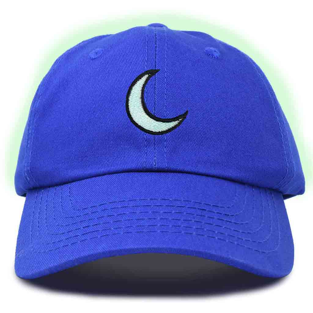 Dalix Moon Embroidered Glow in the Dark Hat Dad Cotton Baseball Cap Women in Washed Black